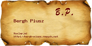 Bergh Piusz névjegykártya